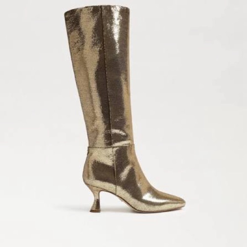 Sam Edelman Leigh Metallic Gold Knee-High Heeled Boot 6.5 fabulous!